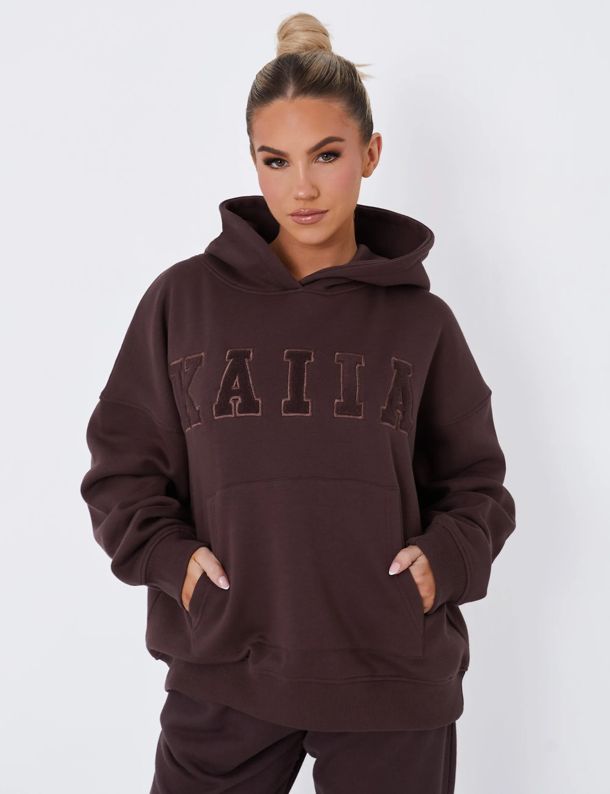 Kaiia Slogan Oversized Hoodie Mocha sold by Public Desire