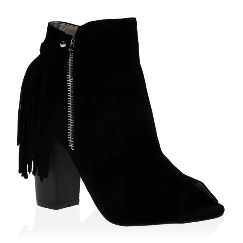 Amira Ankle Boots in Black Faux Suede sold by Public Desire