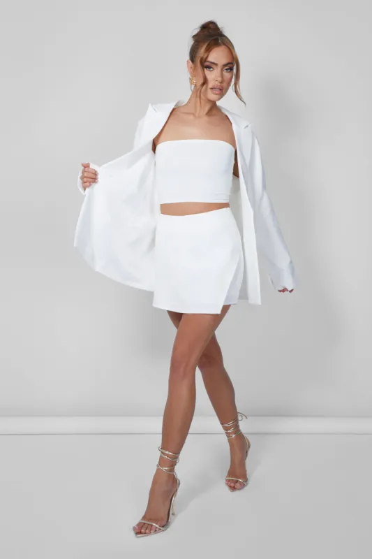 Tailored Wrap Mini Skort Cream sold by Public Desire