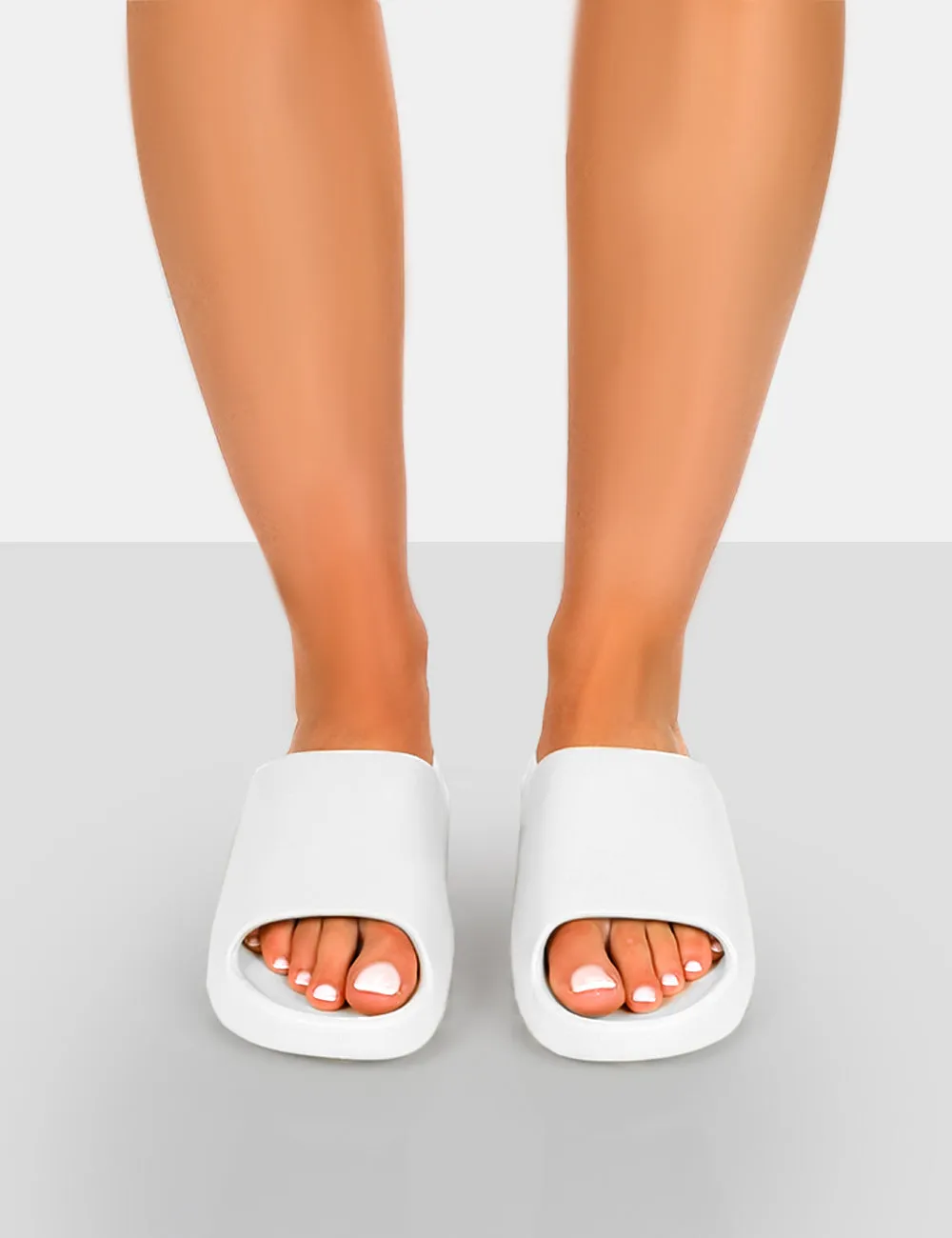 Brady White Rubber Flat Slider Sandals sold by Public Desire product image thumbnail 3