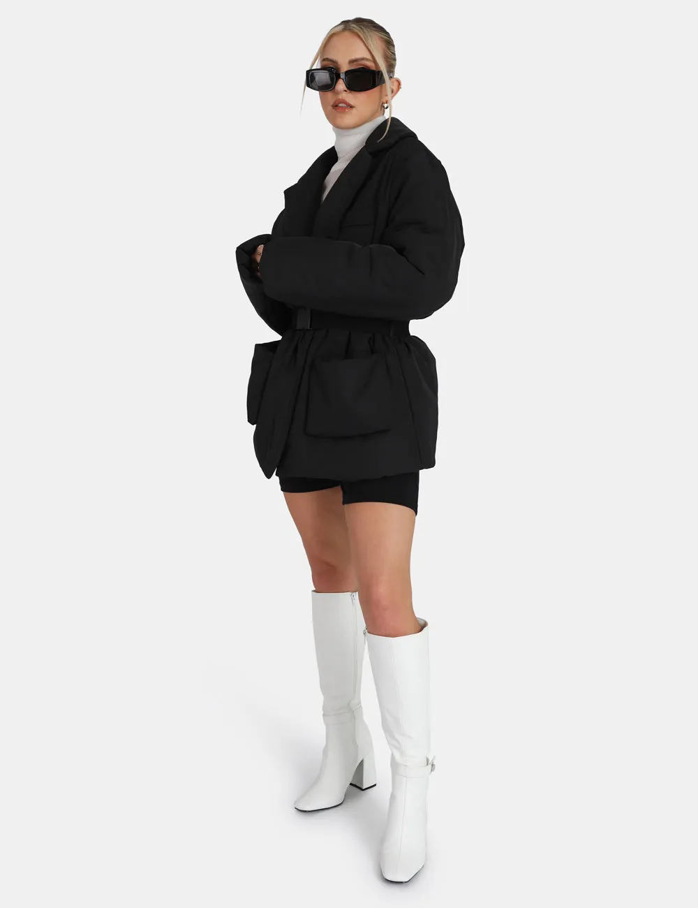 Belted Puffer Blazer Black sold by Public Desire product image thumbnail 3