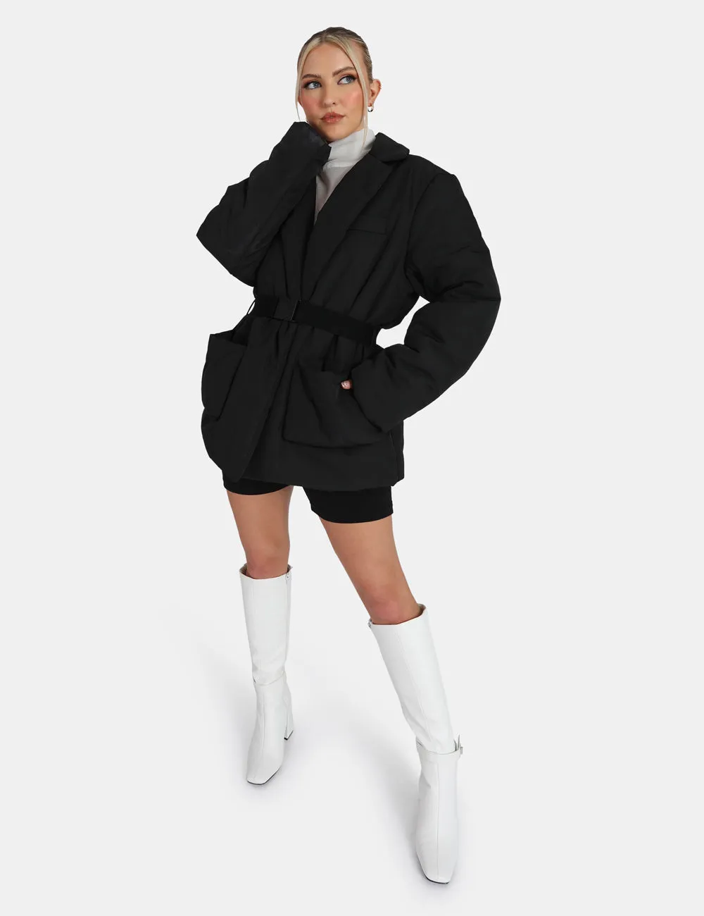 Belted Puffer Blazer Black sold by Public Desire product image thumbnail 4