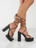 Certified Black Chunky Platform Lace Up Heels sold by Public Desire