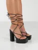 Certified Black Chunky Platform Lace Up Heels sold by Public Desire