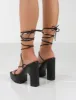 Certified Black Chunky Platform Lace Up Heels sold by Public Desire