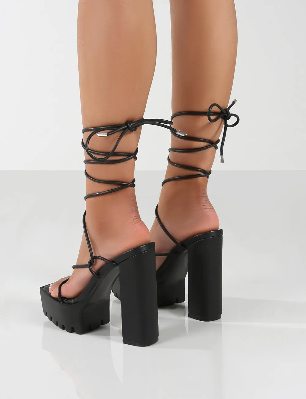 Certified Black Chunky Platform Lace Up Heels sold by Public Desire product image thumbnail 2