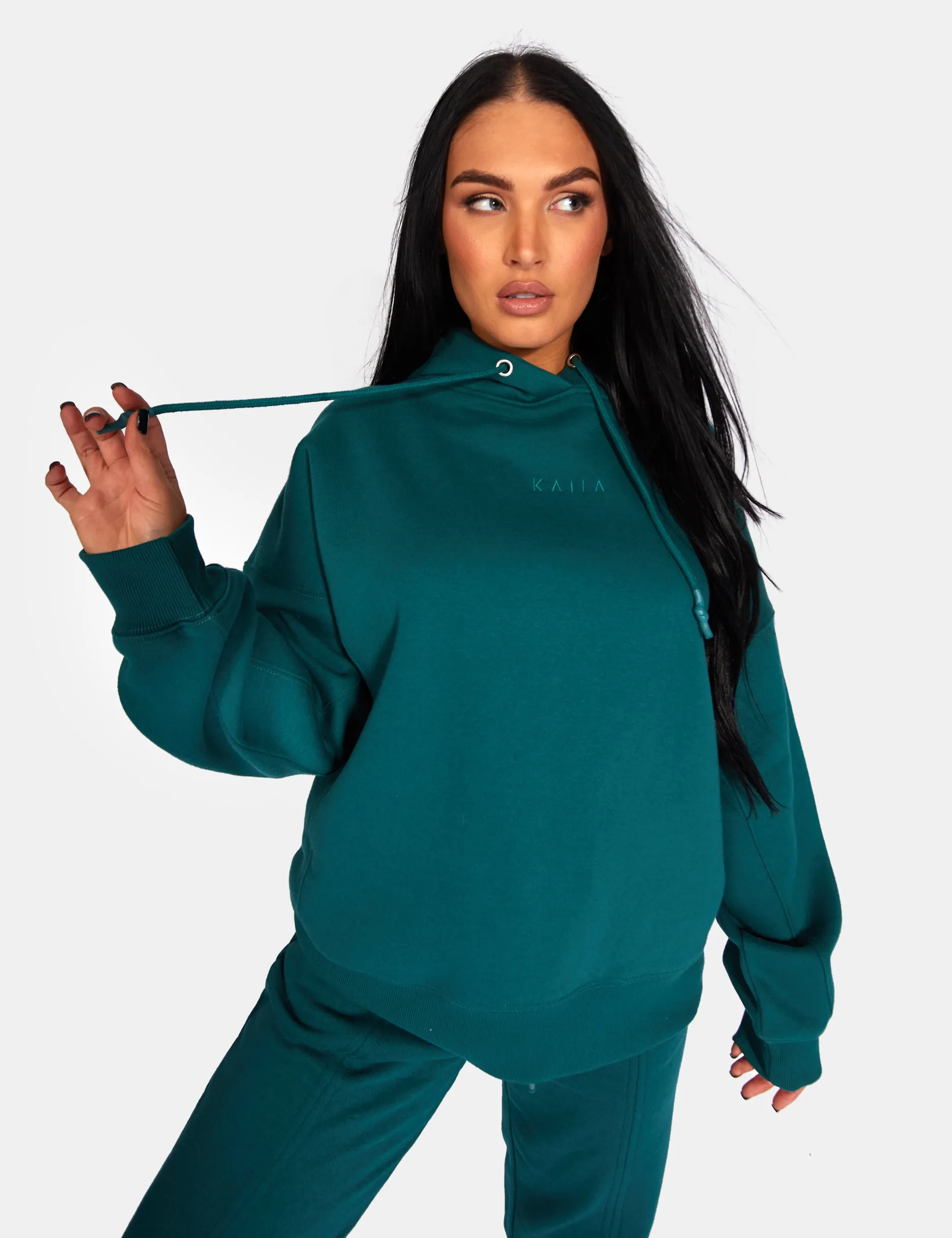 Kaiia Embroidered Oversized Hoodie Forest Green sold by Public Desire