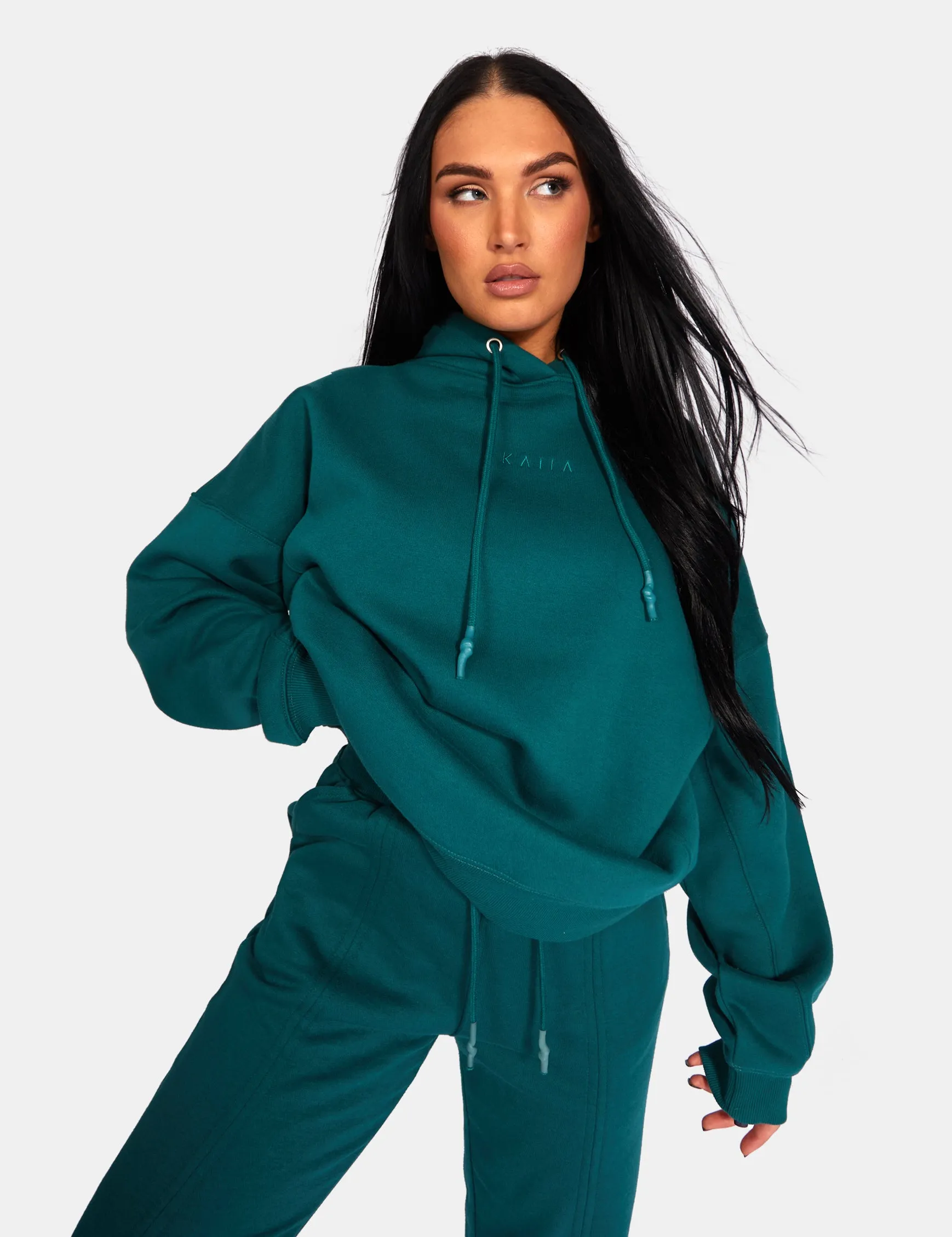 Kaiia Embroidered Oversized Hoodie Forest Green sold by Public Desire product image thumbnail 3