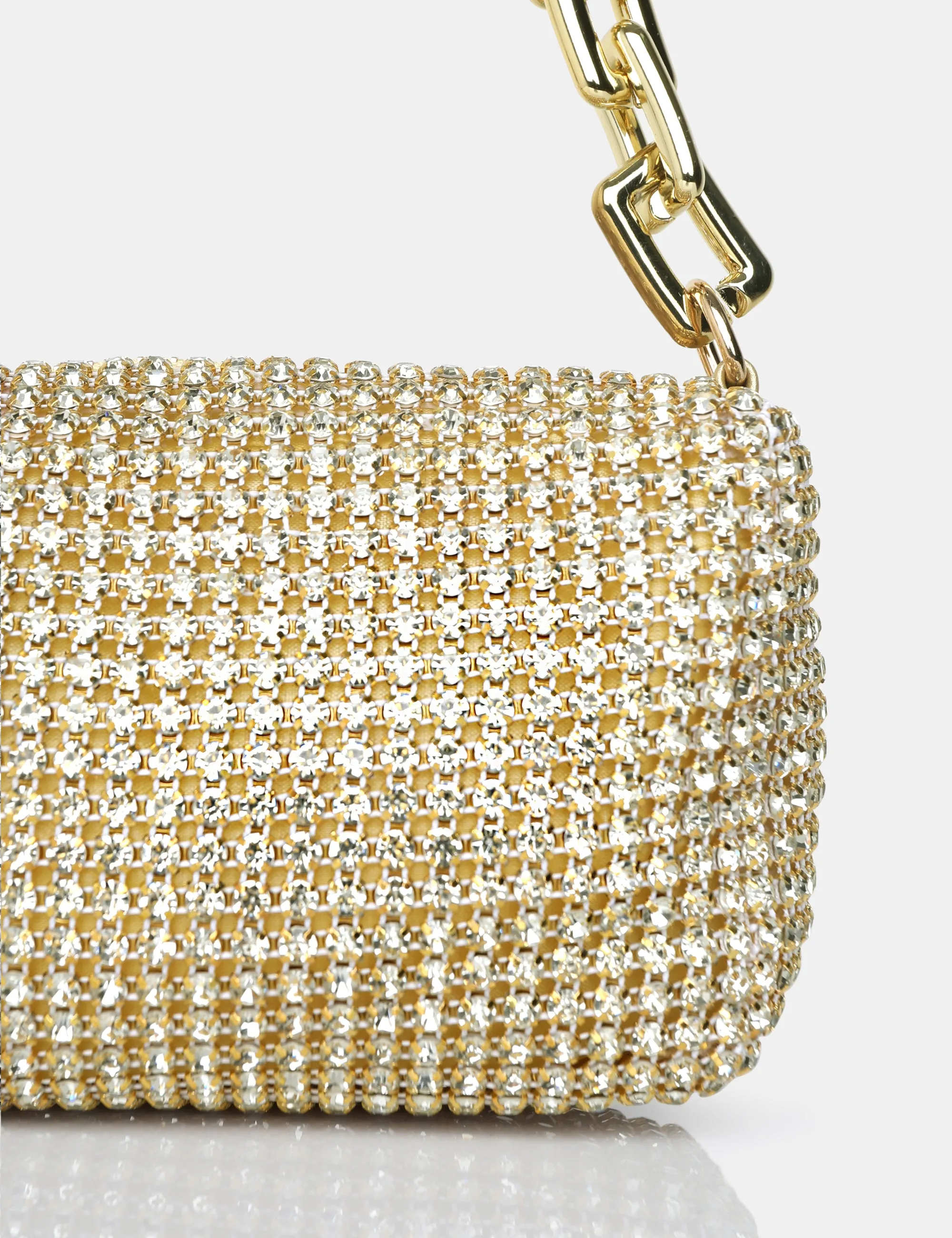 The Dakota Gold Sparkly Diamante Rhinestone Chainmail Handbag sold by Public Desire product image thumbnail 3