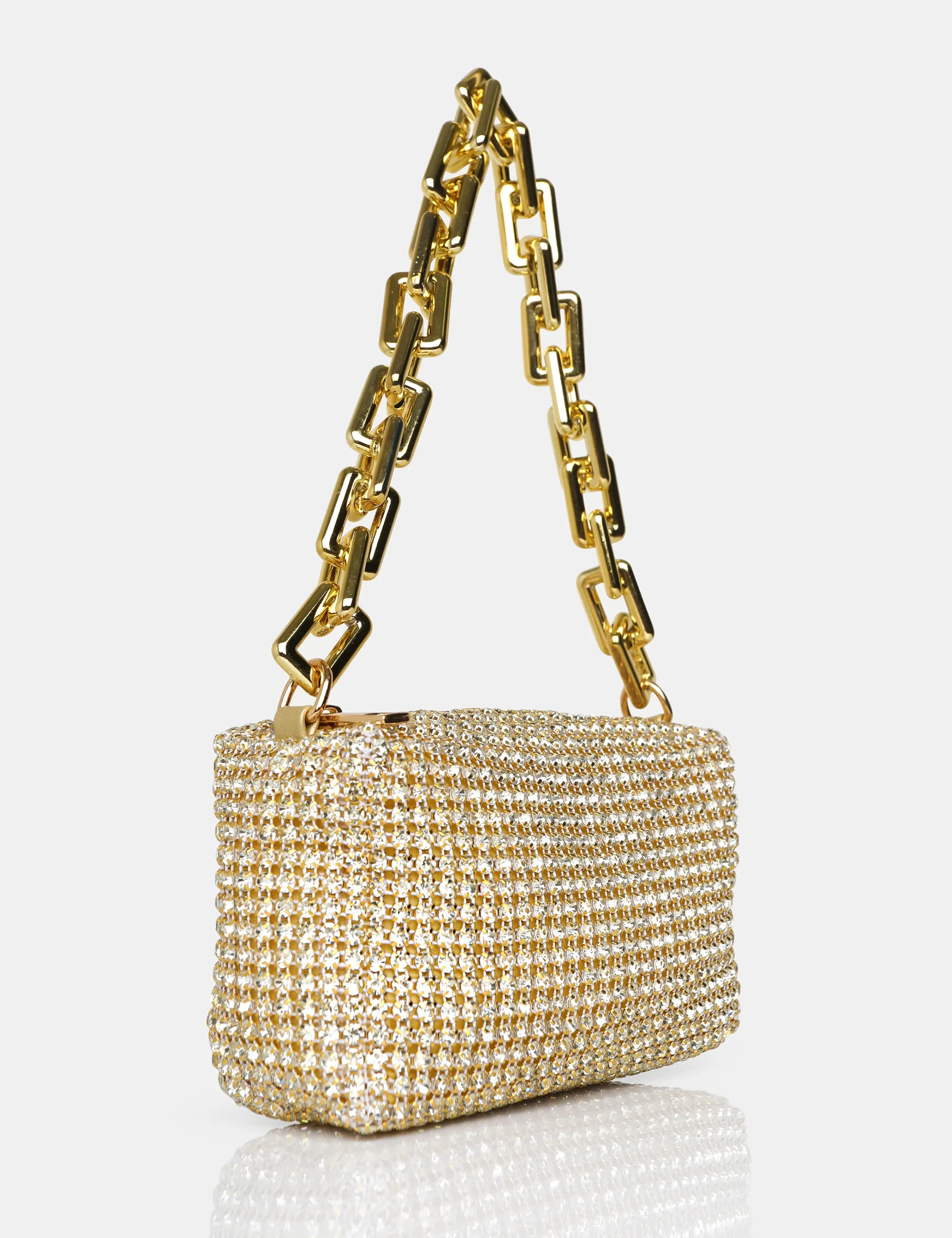 The Dakota Gold Sparkly Diamante Rhinestone Chainmail Handbag sold by Public Desire product image thumbnail 2