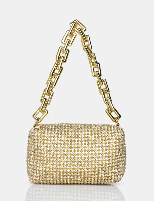 The Dakota Gold Sparkly Diamante Rhinestone Chainmail Handbag sold by Public Desire