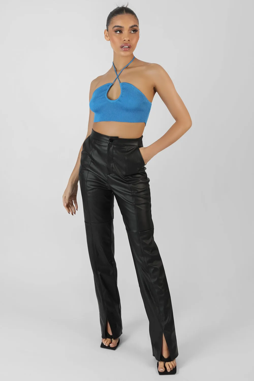 Blue Cut Out Halterneck Crop Top sold by Public Desire product image thumbnail 3