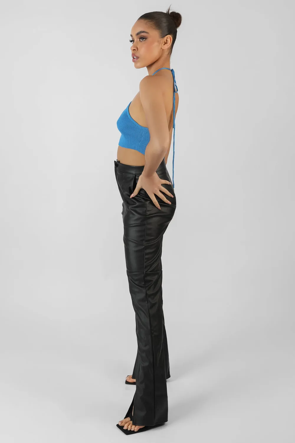 Blue Cut Out Halterneck Crop Top sold by Public Desire product image thumbnail 4