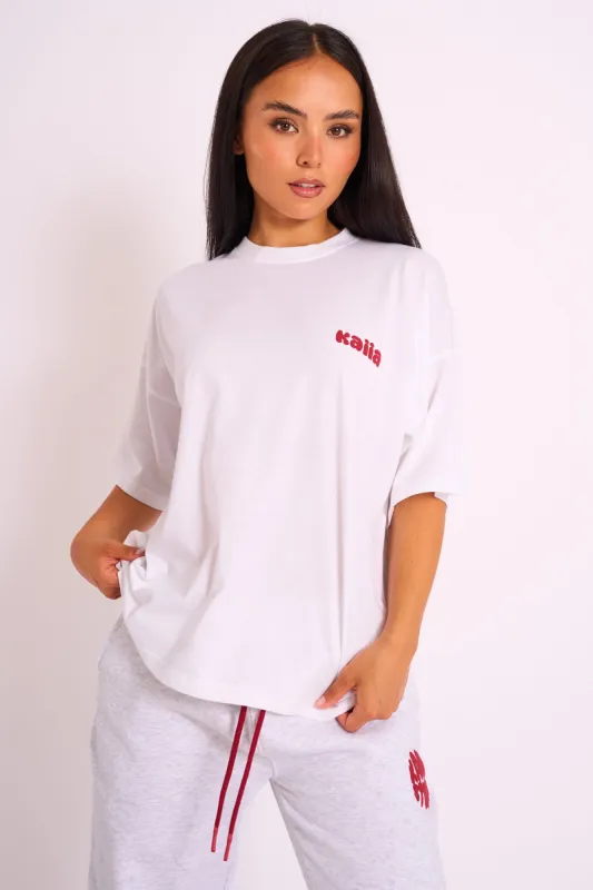 Kaiia Oversized Tee White & Red sold by Public Desire