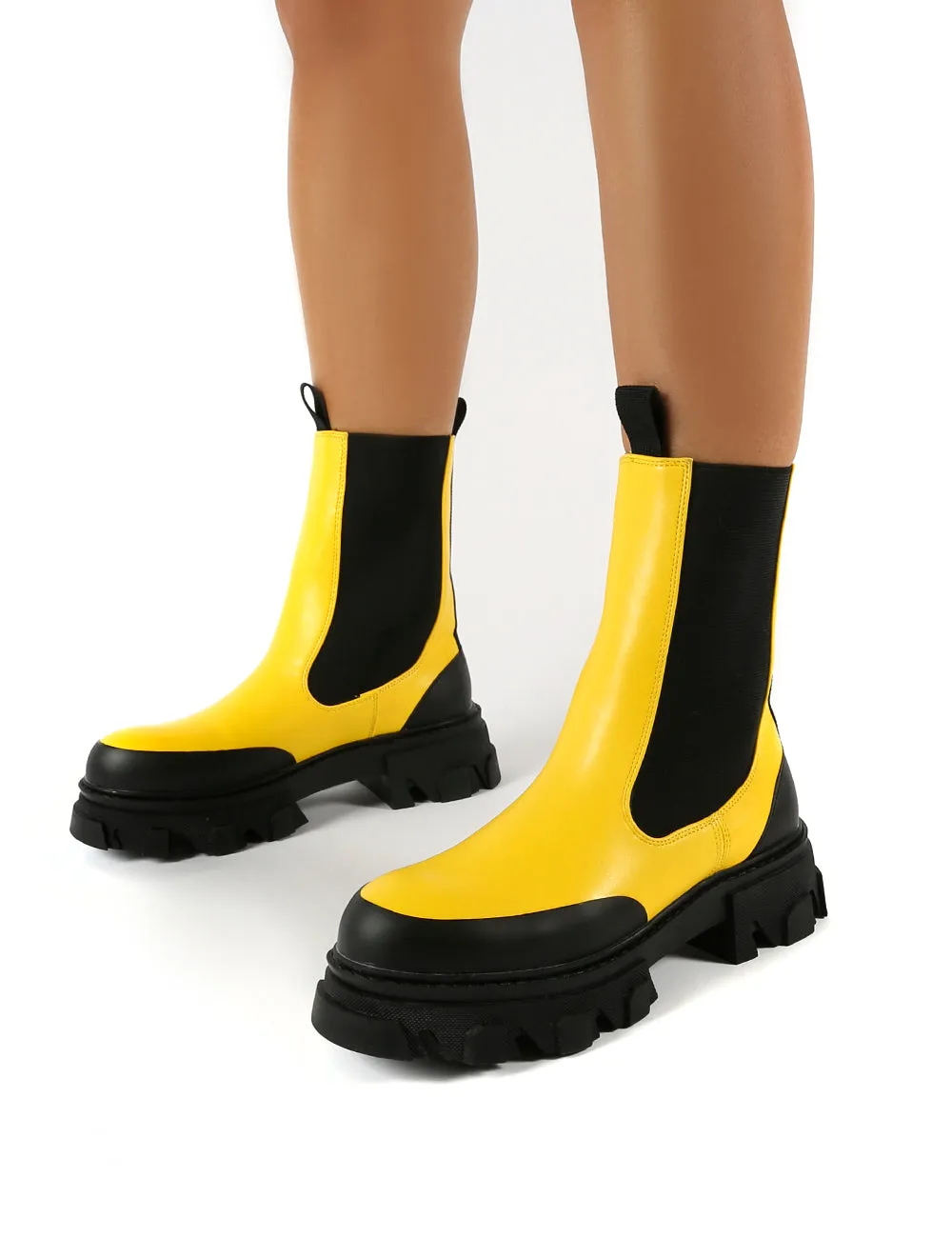 Wonder Yellow PU Chunky Sole Ankle Boots sold by Public Desire product image thumbnail 3