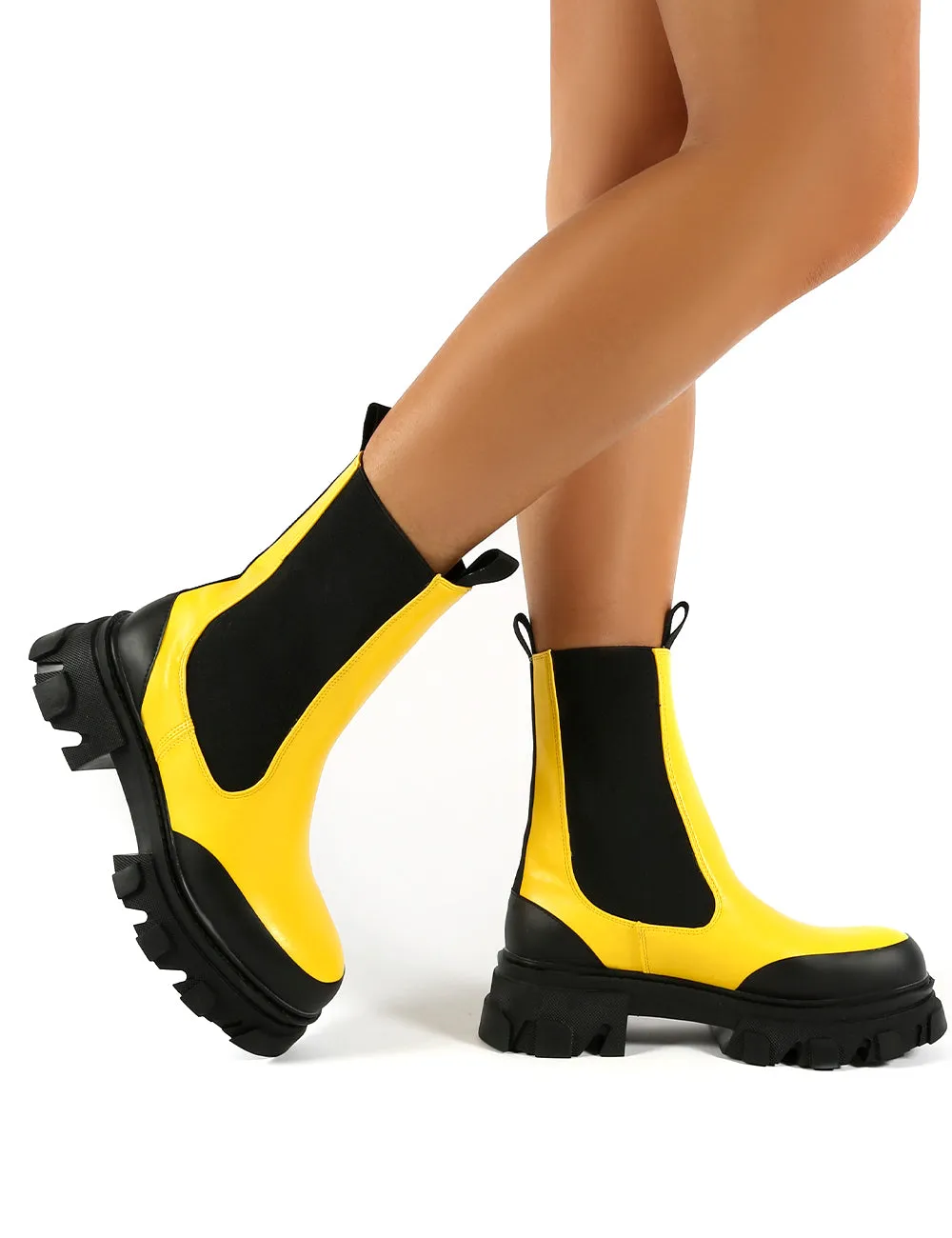 Wonder Yellow PU Chunky Sole Ankle Boots sold by Public Desire product image thumbnail 4