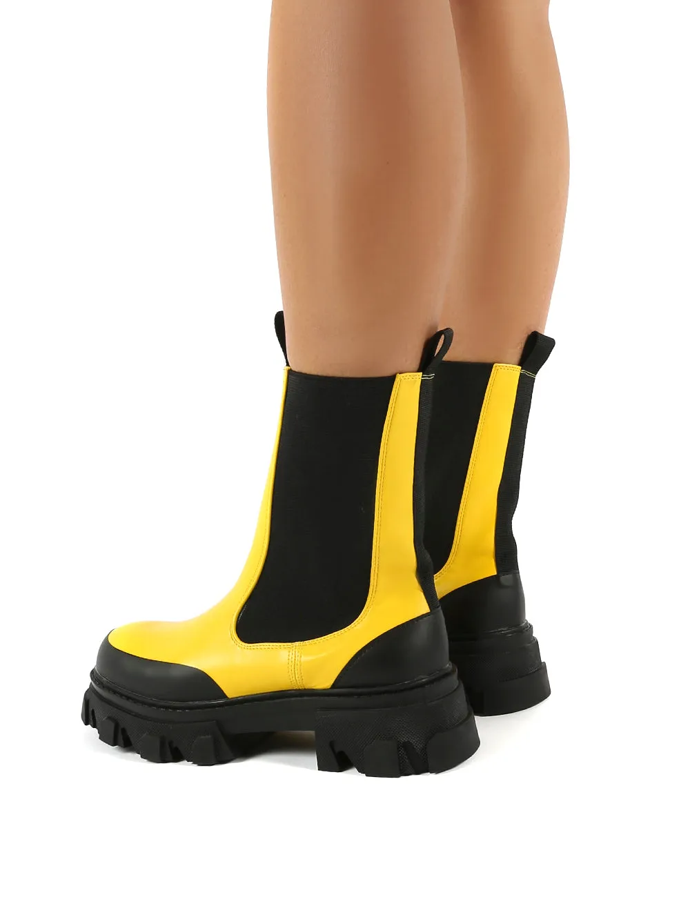 Wonder Yellow PU Chunky Sole Ankle Boots sold by Public Desire product image thumbnail 2