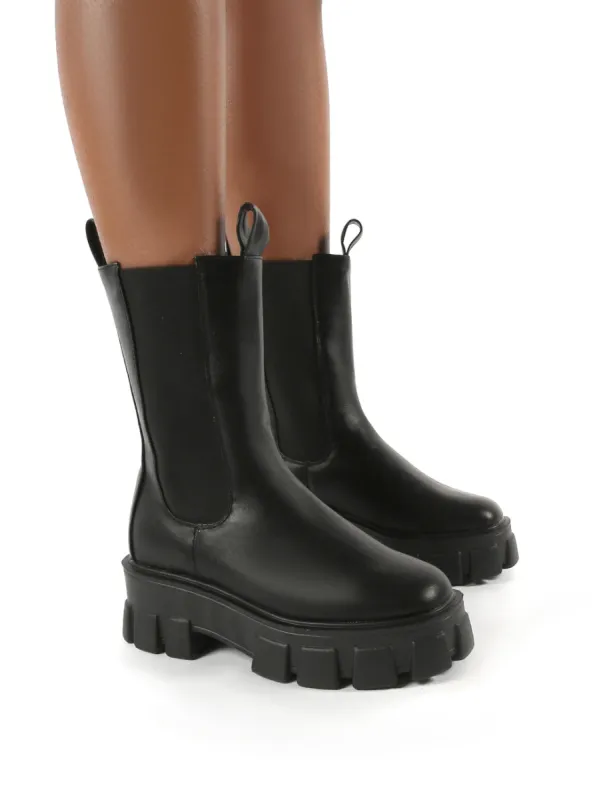 Reign Black Chunky Sole Ankle Boot sold by Public Desire