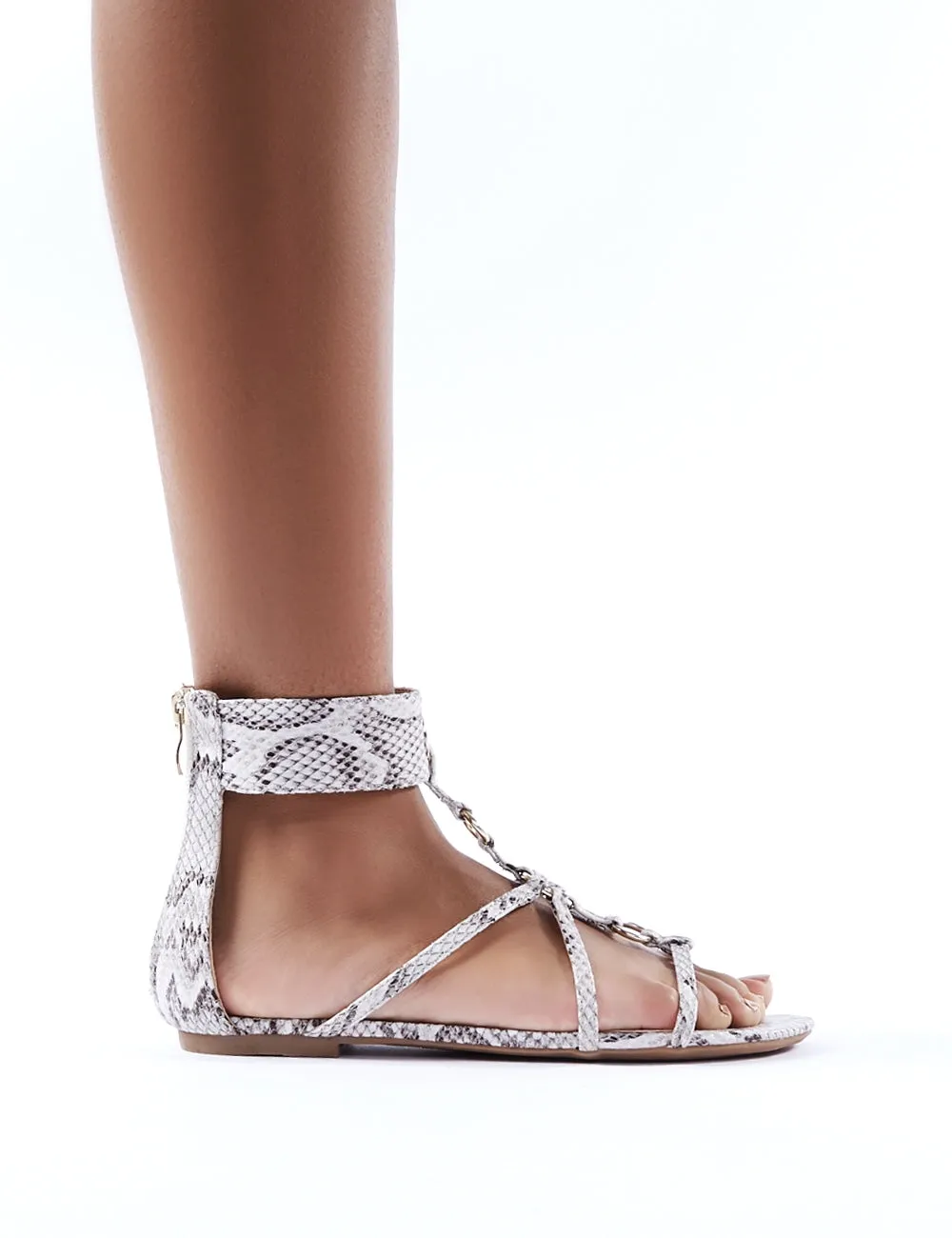 Justice Monochrome Snake Strappy Sandals sold by Public Desire product image thumbnail 5