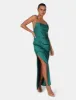 Split Hem Cowl Neck Cross Back Maxi Dress Emerald Green sold by Public Desire