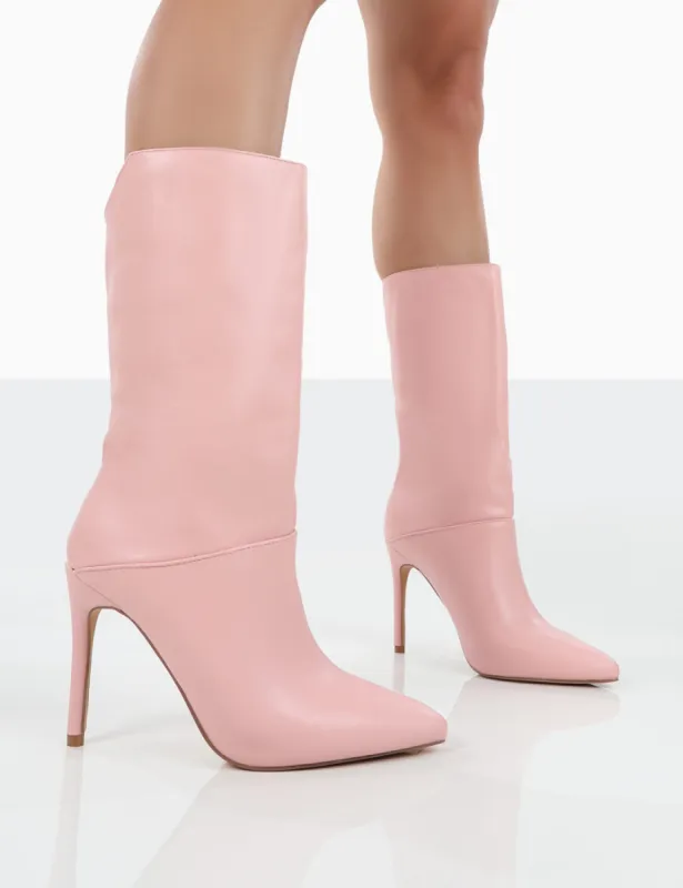 Lisel Pink PU Pointed Toe Stiletto Heeled Ankle Boots sold by Public Desire