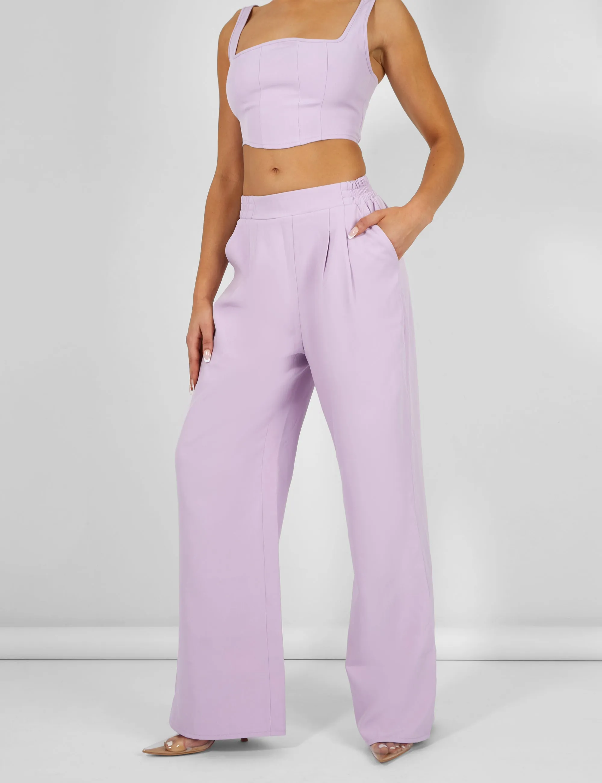 Tailored Wide Leg Trousers Lilac sold by Public Desire product image thumbnail 2