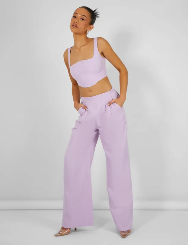 Tailored Wide Leg Trousers Lilac sold by Public Desire
