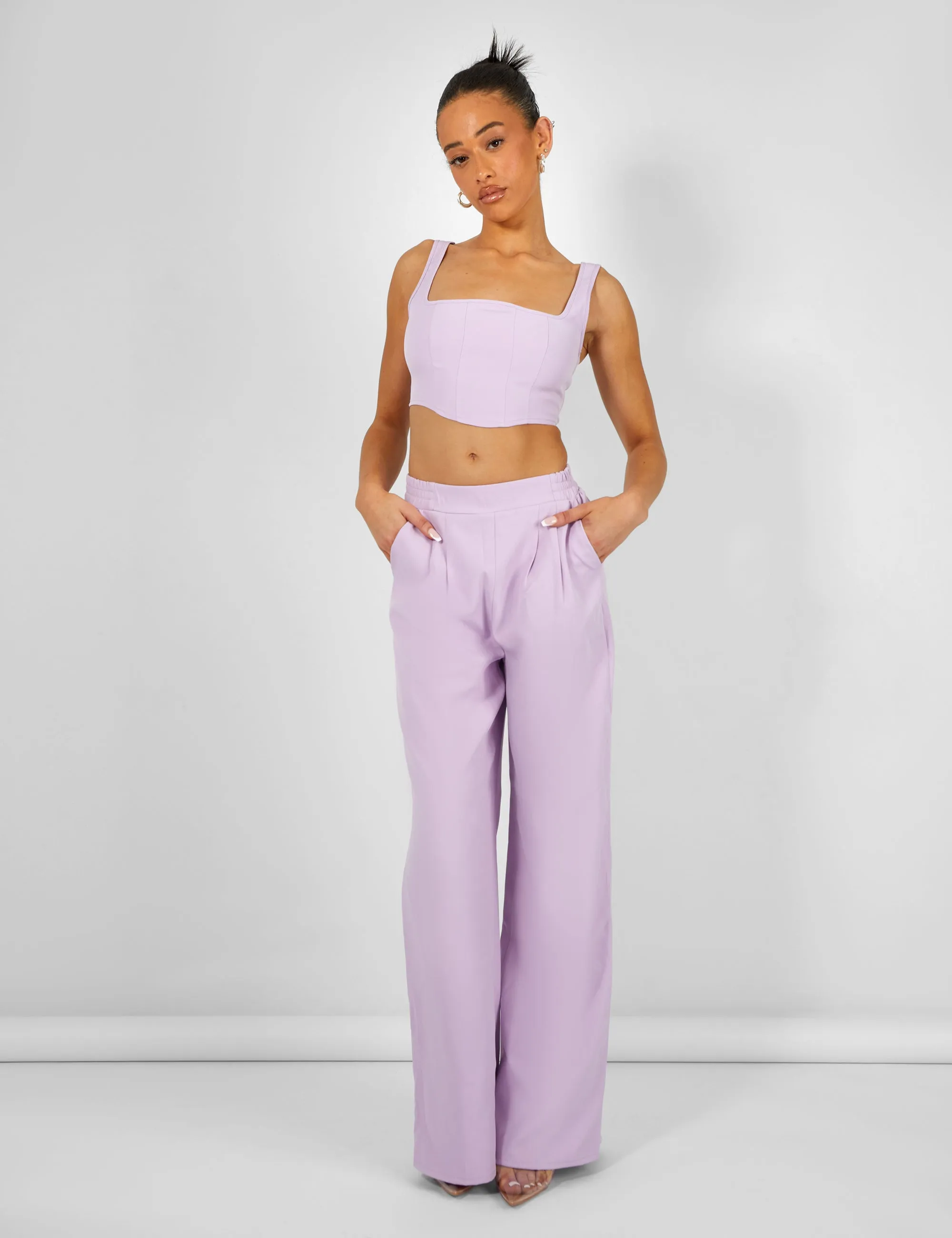 Tailored Wide Leg Trousers Lilac sold by Public Desire product image thumbnail 4