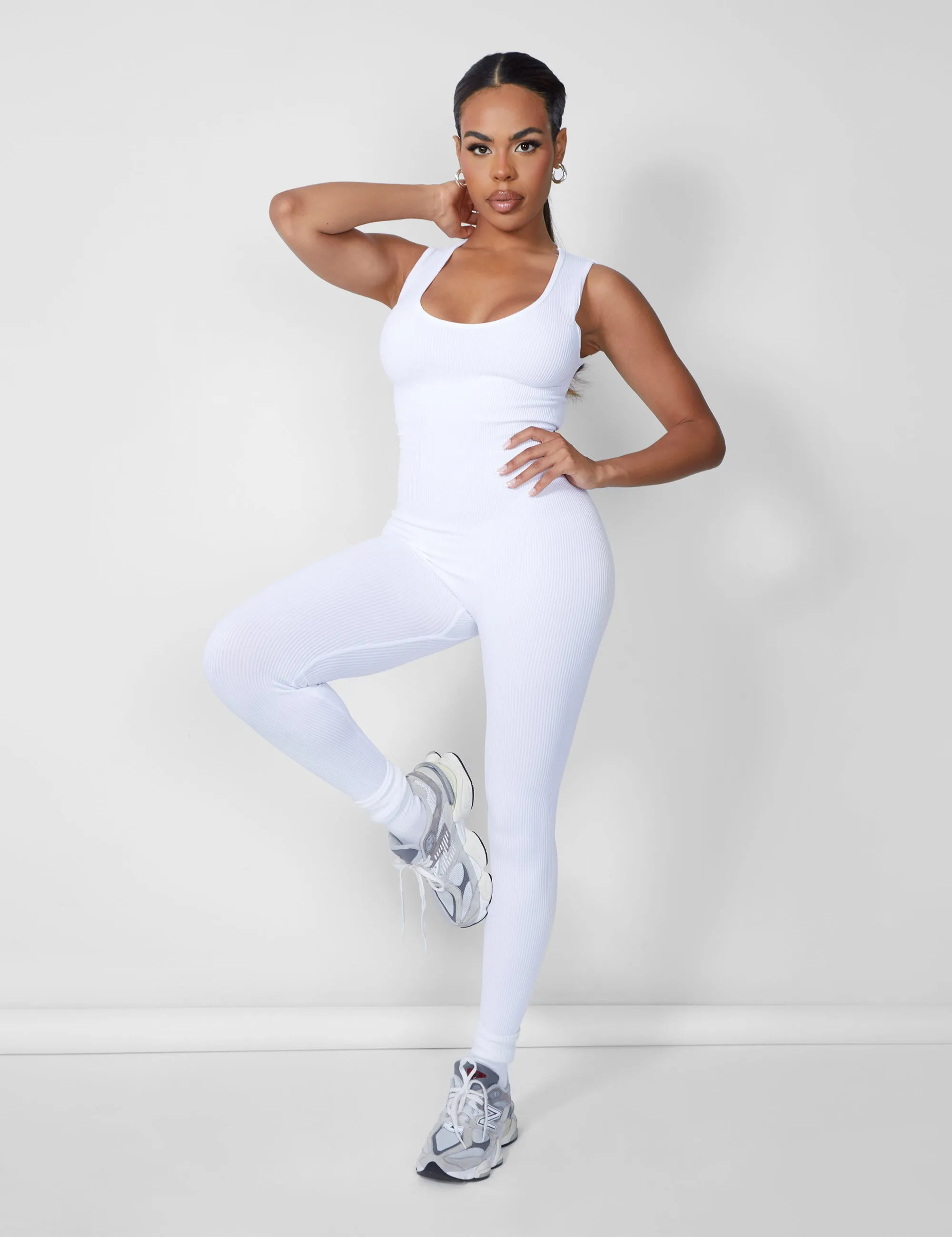 Seamless V Front Sleeveless Unitard White sold by Public Desire