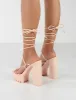 Certified Nude Chunky Platform Lace Up Heels sold by Public Desire