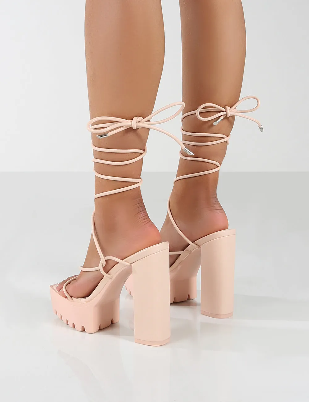 Certified Nude Chunky Platform Lace Up Heels sold by Public Desire product image thumbnail 2