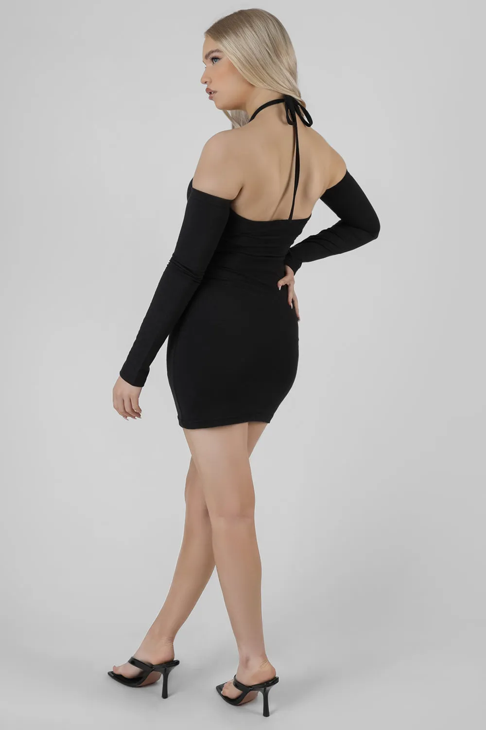 Halter Neck Button Detail Mini Dress sold by Public Desire product image thumbnail 4