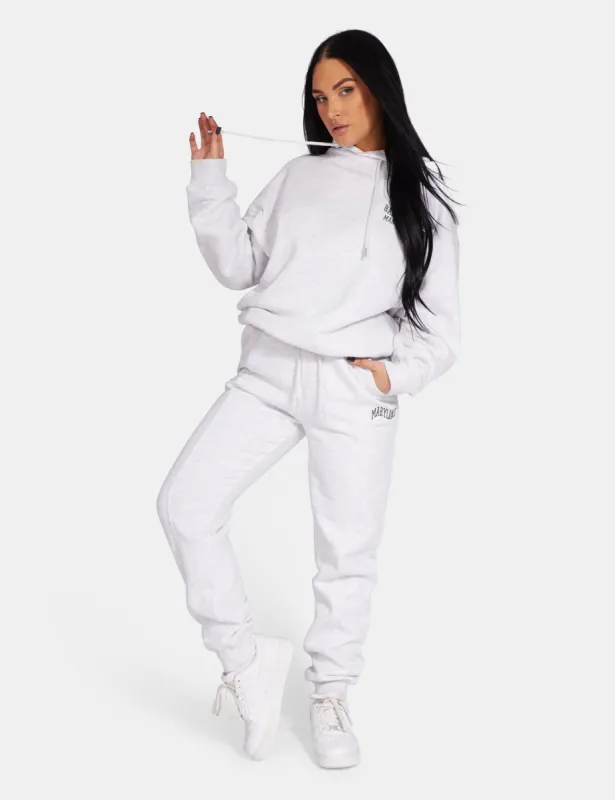 Embroidered Wave Slogan Seam Front 90'S Joggers Oatmeal Marl sold by Public Desire