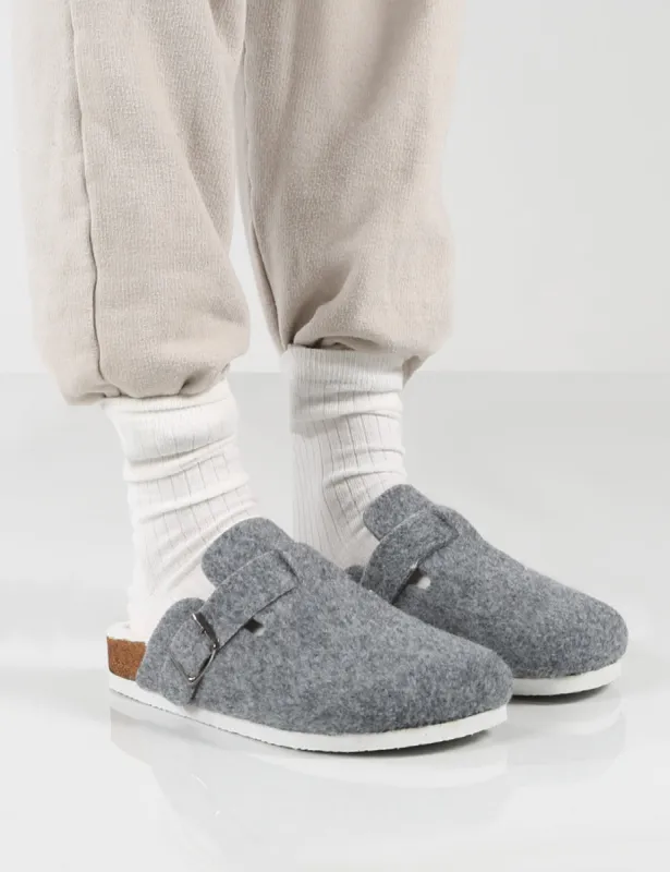 Winona Grey Faux Fur Lined Clog Slippers sold by Public Desire
