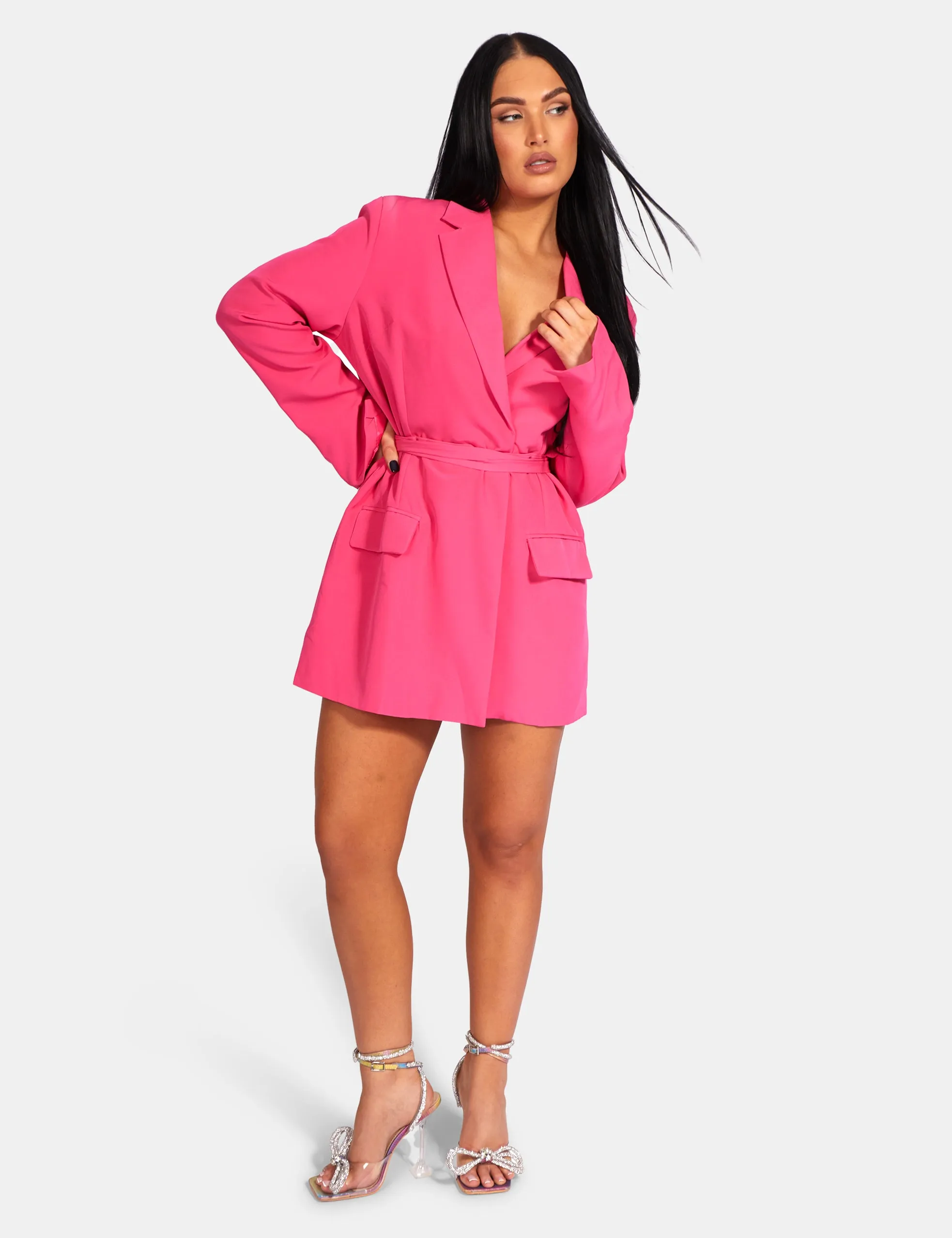 Wrap Belt Blazer Dress Pink sold by Public Desire product image thumbnail 3