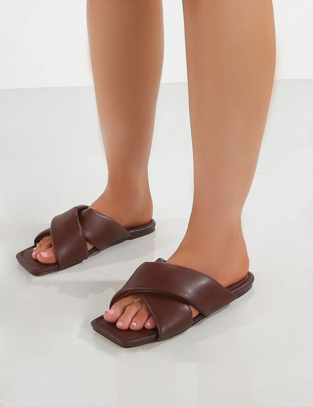 Tropicana Choc PU Cross Over Slider Sandals sold by Public Desire product image thumbnail 3