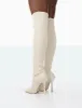 Bubbles Ecru Knitted Square Toe Over The Knee Stiletto Boots sold by Public Desire