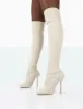 Bubbles Ecru Knitted Square Toe Over The Knee Stiletto Boots sold by Public Desire