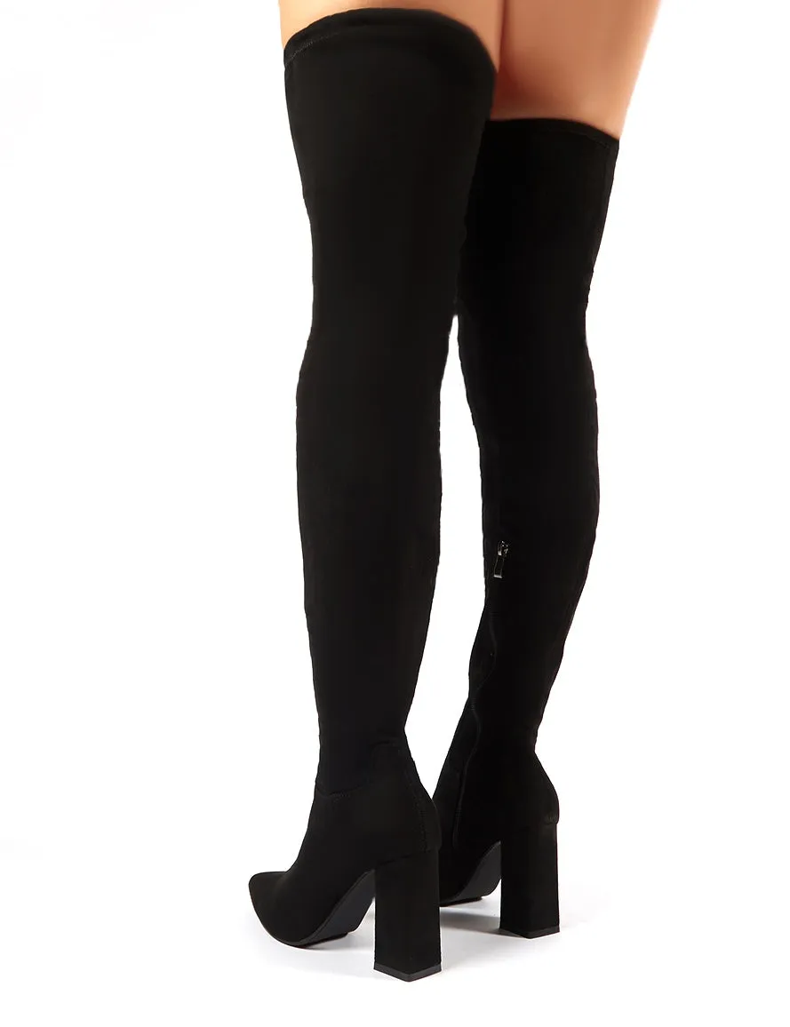 Rapture Over the Knee Boots in Black Faux Suede sold by Public Desire product image thumbnail 2