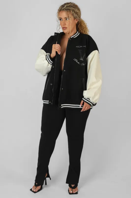 Curve Oversized Varsity Jacket Black sold by Public Desire