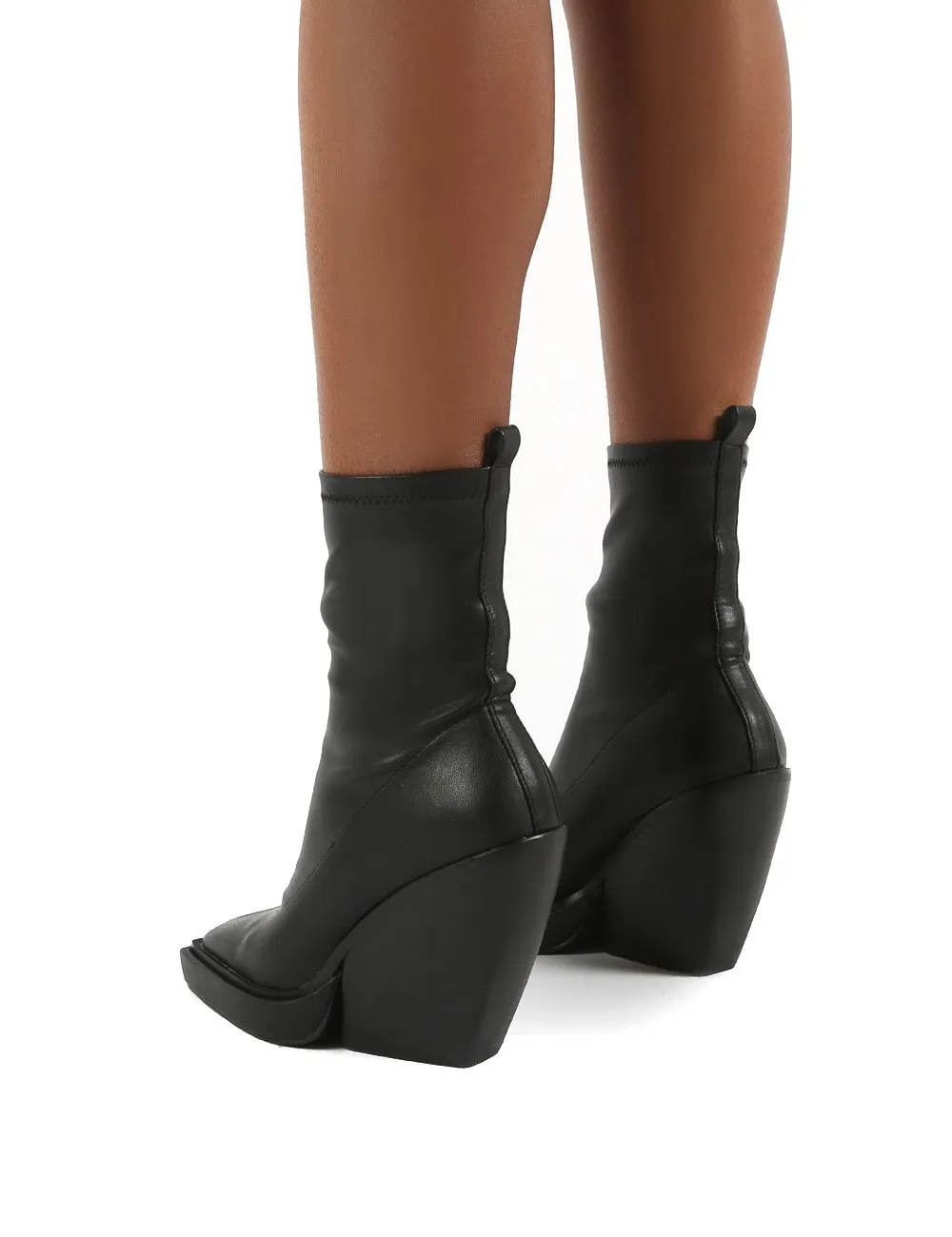Rae Black Block Heel Square Toe Ankle Boot sold by Public Desire product image thumbnail 3