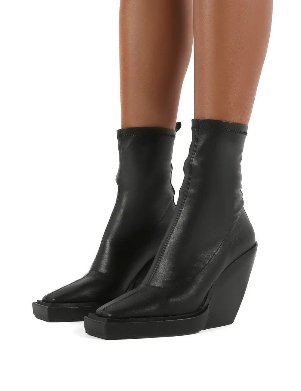 Rae Black Block Heel Square Toe Ankle Boot sold by Public Desire product image thumbnail 4