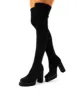 Critic Black Block Heeled Platform Over the Knee Boots sold by Public Desire