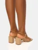 Taryn Nude Knotted Upper Block Mid Heel Sandals sold by Public Desire