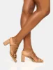 Taryn Nude Knotted Upper Block Mid Heel Sandals sold by Public Desire