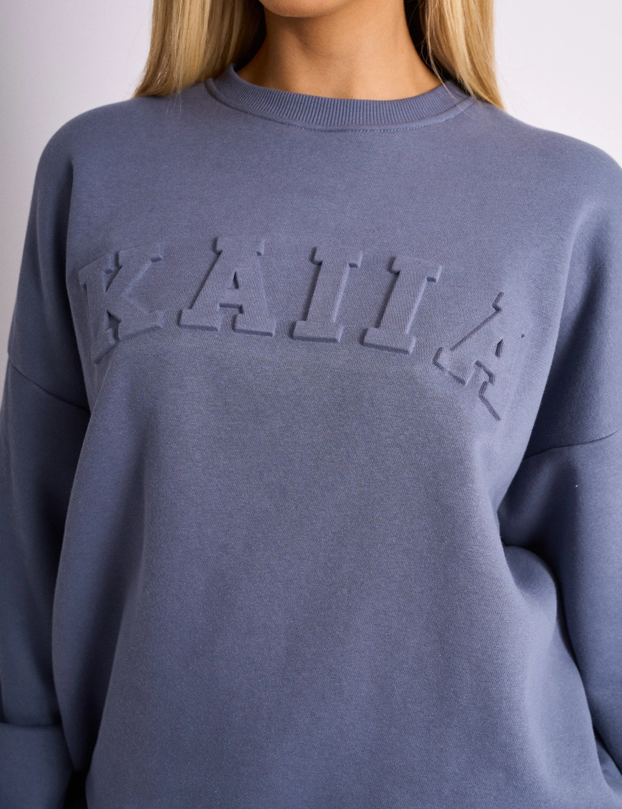 Kaiia Embossed Logo Oversized Sweatshirt Blue sold by Public Desire product image thumbnail 2