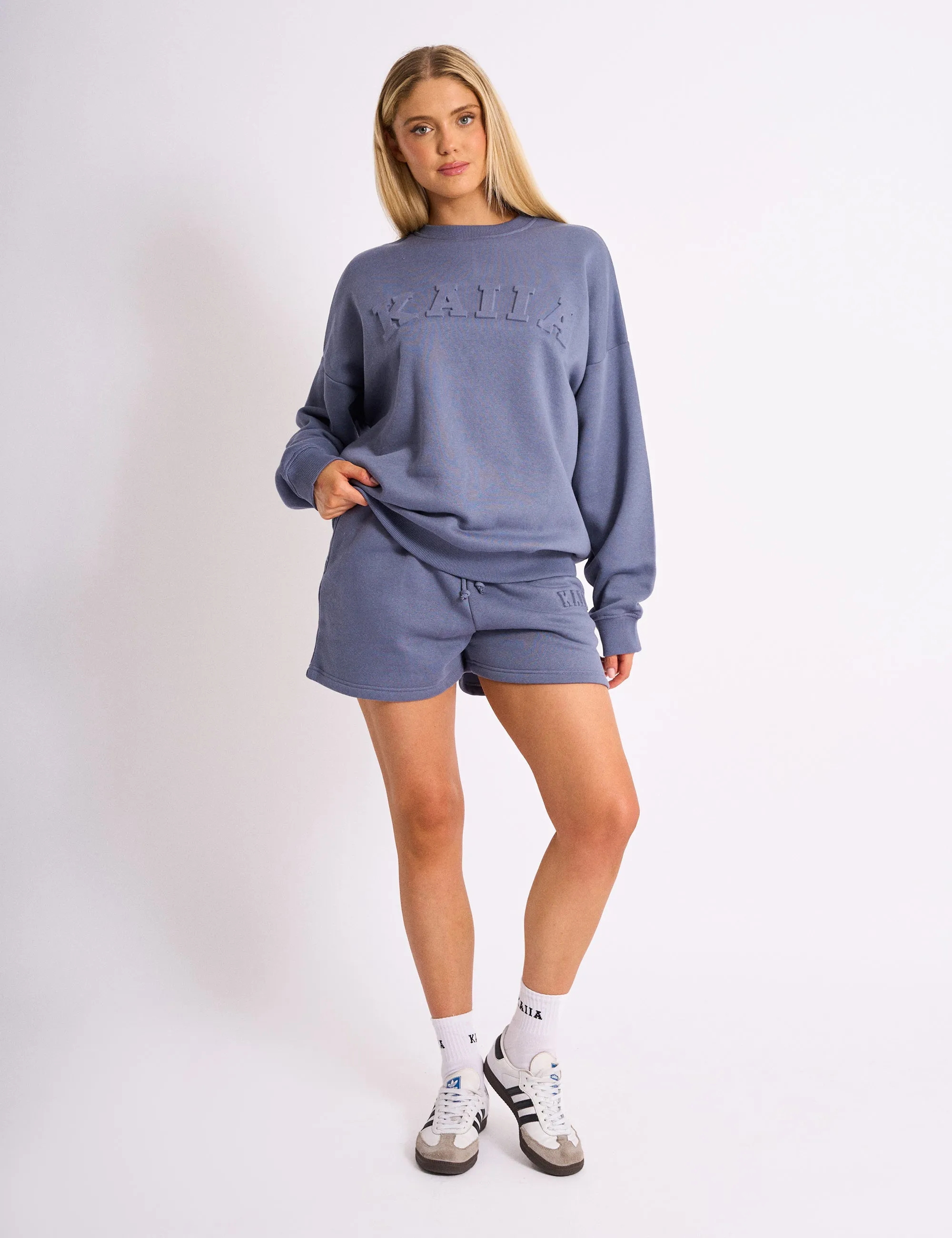Kaiia Embossed Logo Oversized Sweatshirt Blue sold by Public Desire product image thumbnail 4