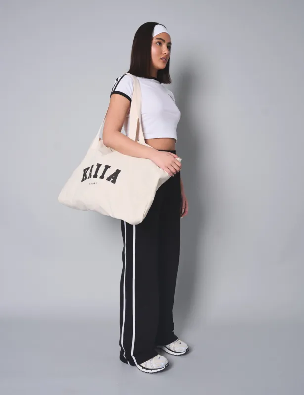 Kaiia Contrast Stripe Baggy Wide Leg Sweat Pants Black sold by Public Desire