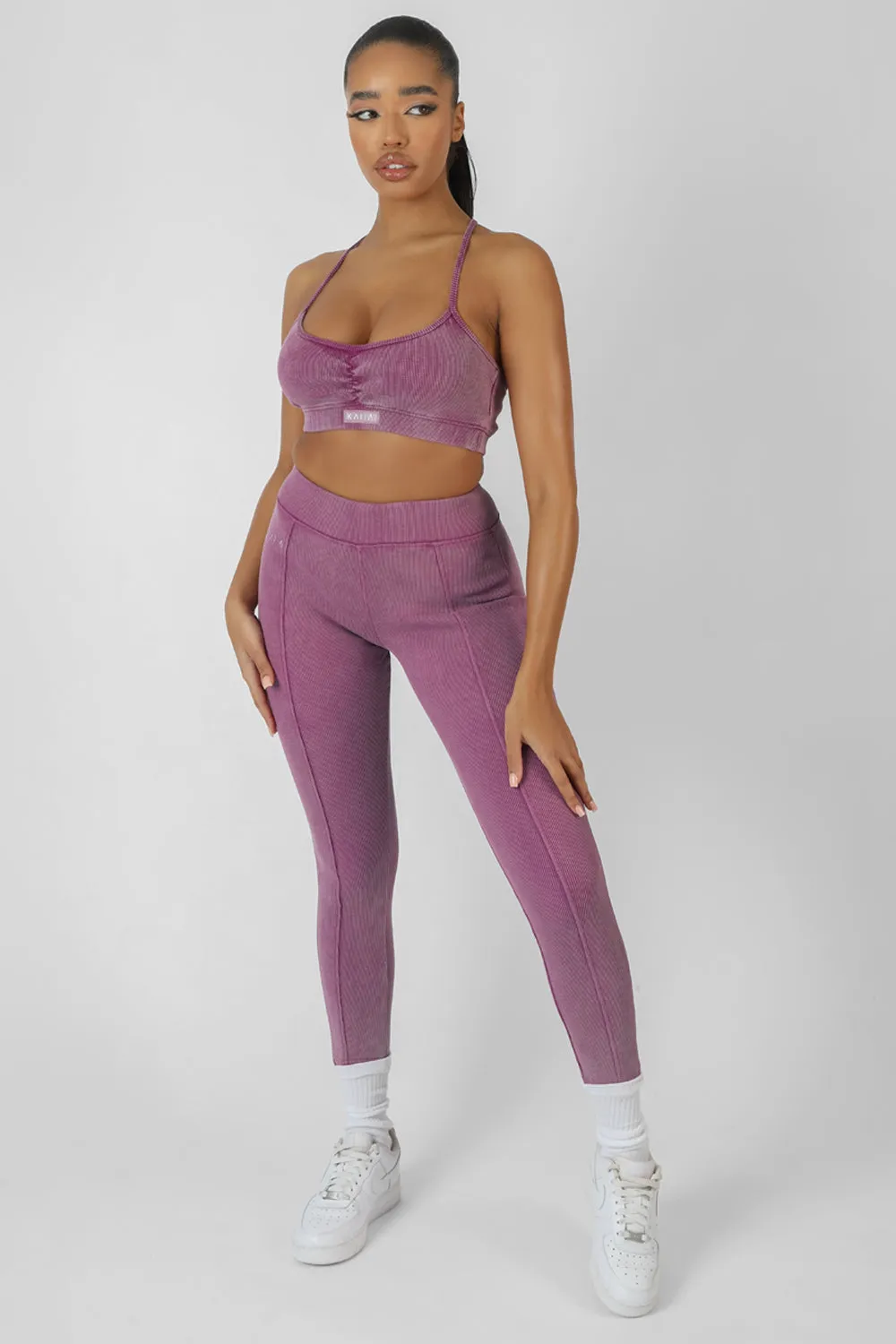 Athleisure Seam Front Ribbed Leggings Purple sold by Public Desire product image thumbnail 4