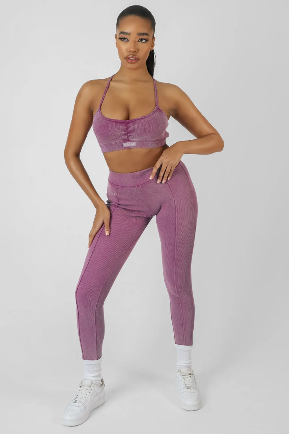 Athleisure Seam Front Ribbed Leggings Purple sold by Public Desire product image thumbnail 5